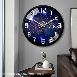 钟表夜光挂钟客厅尚用时x家轻奢现代简约时钟自对动时