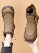 红蜻娫雪地靴女2023冬季加绒加厚短靴，保暖防滑棉鞋美拉德棉靴