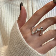戒指女小众设计高级感不掉色通体s925纯银食指，戒指女夸张大个性