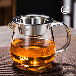 纯正公道杯玻璃加厚耐热功夫茶具，高端分茶器，带茶漏一体公杯400ml