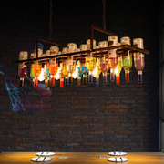酒吧台玻璃复古工业风Y酒瓶装饰餐厅吊灯创意个性铁艺术理发店灯