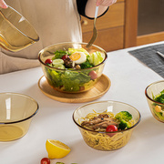 琥珀色玻璃碗微波炉专用耐高温家用面碗沙拉碗饭汤甜品碗餐具套装