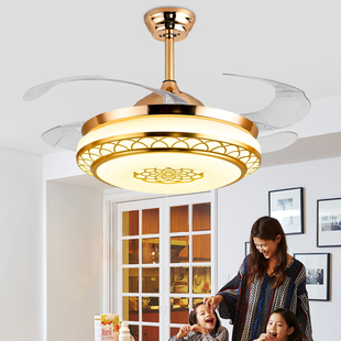 隐形吊扇灯水晶风扇灯具，家用客厅餐厅，风扇吊灯欧式现代带灯电风扇