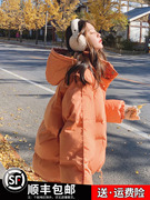 橘色短款羽绒棉服女2023冬季韩系宽松加厚chic韩版小个子棉袄