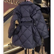 黑色加厚羽绒棉服女冬季2023中长款时尚，棉衣s气质慵懒风外套