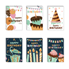 6张套装卡通生日对折式通用卡片，商务客户儿童小清新创意贺卡定制