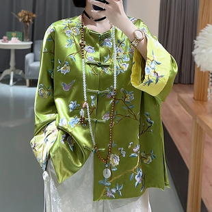 新中式女装唐装中国风上衣成人，汉服2023秋季大码盘扣短款刺绣外套