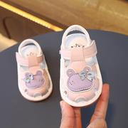 夏季女宝宝学步鞋婴幼儿凉鞋，软底防滑幼，童鞋1-2岁0男童叫叫鞋