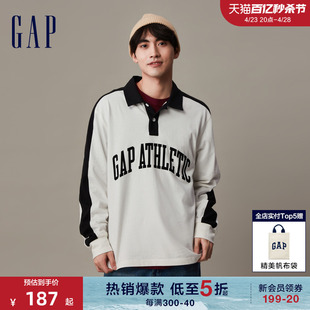 gap男装春秋logo撞色学院，风polo衫潮流时尚，美式运动上衣841261
