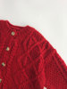 新女童(新女童)韩版新年儿童，大红色毛衣开衫春秋加厚麻，花纹针织外套品