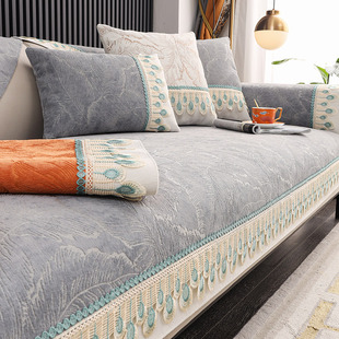 雪尼尔沙发垫四季通用轻奢风坐垫，沙发防尘罩简约现代座垫简欧盖布