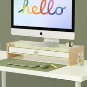 MOZI卯知桌面实木置物架收纳抽屉工位简约iMac电脑架显示器增高架