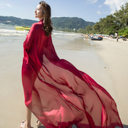 丝巾春夏季女真丝丝绸围巾长款纯色，丝缎百搭防晒沙滩超大长条披肩