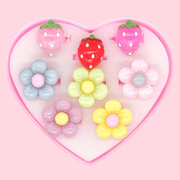原创可爱草莓小花儿童，戒指女童小女孩公主，宝石戒指玩具宝宝首饰品