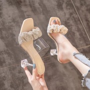 水钻透明凉拖鞋夏外穿2021年高跟鞋水晶时尚细跟凉鞋女