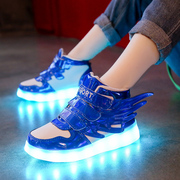 男童led灯儿童发光鞋USB运动板鞋翅膀七彩鞋亮鞋夜光闪光女童充电
