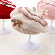 婴儿帽子秋冬款贝雷毛线，帽宝宝可爱小帽子冬季一岁女孩冬季婴幼儿