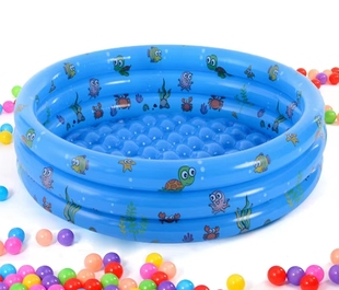 三环充气圆形游泳池婴幼儿，宝宝戏水海洋球加厚家用室内可折叠泳池