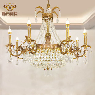 欧式全铜吊灯法式奢华客厅卧室，餐厅灯别墅大气复式楼梯创意水晶灯