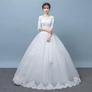 白色婚纱礼服2023新娘结婚主纱一字肩齐地简约显瘦女森系超仙