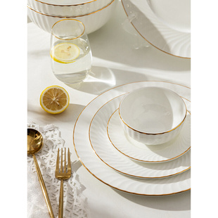 欧式金边骨瓷北欧牛排西餐盘家用菜盘平盘碗碟餐具套装组合盘子