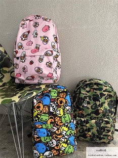  BAPE BABY MILO 经典 绿迷彩小猴子 动物园 双肩包休闲卡通