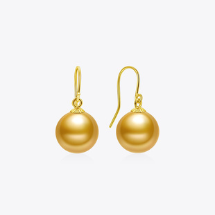 meluxe南洋金珍珠(金珍珠)耳环耳钩耳饰，18k金黄金(金黄金，)耳钉高贵耳坠女气质高级