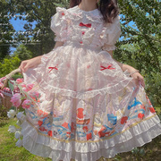 原创设计Lolita洋装爱丽丝扑克可爱短袖女上衣日系少女兔耳朵衬衫