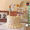 网红ins风韩式蛋糕装饰可爱软陶小熊头摆件儿童生日派对装扮插件