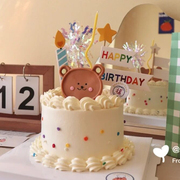 网红ins风韩式蛋糕装饰可爱软陶，小熊头摆件儿童生日派对装扮插件