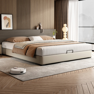 布雷尔意式极简无床头床，现代简约小户型1.8米双人床，无靠背储物床
