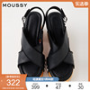 moussy夏季日系交叉厚底粗跟一字式扣带凉鞋女010gsk52-1050