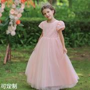 童裙儿童公主礼服女童玫瑰花朵连衣裙蝴蝶结蓬蓬裙长款