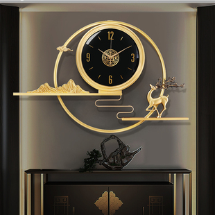 新中式创意钟表客厅，家用高档2023挂钟，现代大气挂墙时钟石英钟