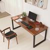 铁艺实木电脑台式桌子，家用办公松木，书桌简约现代写字书法桌定