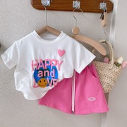 女童运动服儿童夏装休闲短袖t恤短裤两件套装小宝宝洋气衣服