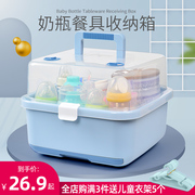 奶瓶收纳箱晾干沥水架带盖防尘婴儿辅食碗盘，宝宝餐具收纳盒干燥架