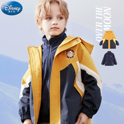 迪士尼男童冲锋衣款儿童装外套，春冬户外三合一中大童冬装防风衣宝