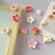 创意冰箱贴固定照片留言白板贴小清新桃花花朵磁性贴田园风