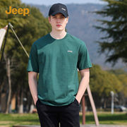 jeep吉普男士短袖夏季户外运动纯棉，男生上衣美式宽松潮流t恤男款
