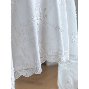 绣花台布法国宫廷轻奢纯白色蕾丝高档餐桌布装饰法式复古盖品