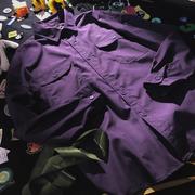 紫色男生衬衫内搭高级感深紫色长袖衬衣紫纯色工装穿搭开衫外套男