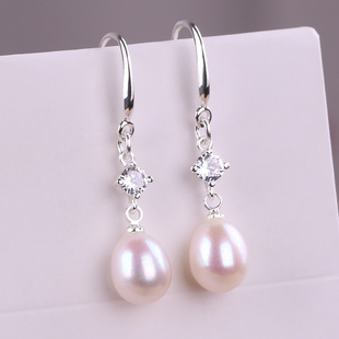 天然珍珠925纯银耳环真的淡水珍珠，耳坠韩国网(韩国网)红妈妈款夏季耳饰品