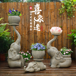 户外大象造型花盆装饰摆件露台，花园布置庭院小院景观创意田园造景