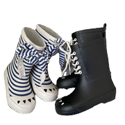 创意儿童雨鞋潮牌女BOX同款橡胶鞋斑马条纹雨鞋绑带