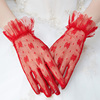 新娘手套结婚蕾丝韩式婚纱，手套白红色(白红色)短款晚礼服敬酒服手套香槟色