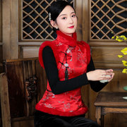 过年红色旗袍小袄复古唐装，棉服背心马甲冬季汉服中国风女装小棉袄