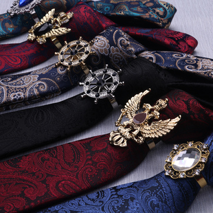 原创英皇爵迹水钻领环夹领带，箍复古骑士领带箍男士商务衬衫领带扣