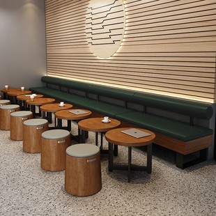 定制西餐咖啡厅靠墙卡座沙发网红休闲桌椅组合奶茶甜品Z店圆桌餐
