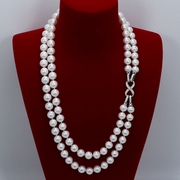 多戴9-10淡水珍珠项链双层近正圆强光可拆单长款毛衣链送妈妈